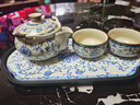 尚言坊青花汝窯手抓壺蓋碗功夫茶具茶杯高檔防燙家用旅行茶具套裝泡茶碗 曬單實(shí)拍圖