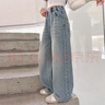 古麗佳女童牛仔褲春秋款2026新款兒童燙鉆闊腿褲女大童春秋直筒褲子洋氣 160 曬單實(shí)拍圖