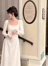花花公子（PLAYBOY）法式赫本風(fēng)長(cháng)袖連衣裙女裝春秋季2026新款氣質(zhì)收腰顯瘦百搭長(cháng)裙子 412白色25 S 建議80-100斤 曬單實(shí)拍圖