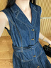 歌力思（ELLASSAY）【100%棉】2026夏新款高腰顯瘦無(wú)袖中長(cháng)款經(jīng)典牛仔連衣裙女N001 牛仔藍 L 曬單實(shí)拍圖