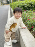 波步（BORBOON B）寶寶套裝春裝2026新款男童三件套嬰兒早春開(kāi)衫外套春季兒童外出服 【杏色】6793上衣 100 曬單實(shí)拍圖