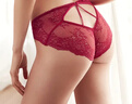 曼妮芬浪漫蕾絲女士低腰三角褲輕透薄內褲女系帶鏤空底褲禮物20710227 紅色 1條 M (160/90) 曬單實(shí)拍圖