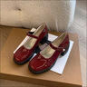 卓詩(shī)尼英倫風(fēng)復古黑色瑪麗珍鞋女粗跟淺口一字扣帶圓頭小皮鞋學(xué)院風(fēng)女鞋 酒紅色 35 曬單實(shí)拍圖