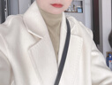 尚都比拉100%羊毛雙面呢大衣女冬季保暖女裝中長(cháng)款直筒顯瘦西裝領(lǐng)毛呢外套 曬單實(shí)拍圖