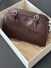 裘真38節禮物植鞣頭層羊皮悠悠保齡球包女復古休閑大容量手提單肩包 咖啡色肩帶款-羊皮 預售8天 曬單實(shí)拍圖