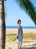 小野七天度假風(fēng)新品假兩件連衣裙女2026春夏季氣質(zhì)法式純欲吊帶背心裙 藍色格子 M 建議101-110斤 曬單實(shí)拍圖