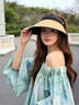 CACUSS遮陽(yáng)帽女夏季防曬帽大帽檐空頂草帽太陽(yáng)帽可卷帽子女 格林棕 曬單實(shí)拍圖