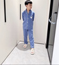 馬克華菲男童睡衣春秋款純棉兒童家居服套裝大童開(kāi)衫長(cháng)袖春裝 海軍藍 160 曬單實(shí)拍圖