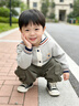 波步（BORBOON B）寶寶套裝春裝男童海軍風(fēng)外套嬰兒針織開(kāi)衫春季分體兩件套兒童衣服 【灰色】2557上衣 100 曬單實(shí)拍圖