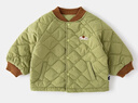 英格貝貝童裝兒童外套男女童夾棉棒球服加厚保暖秋冬裝寶寶棉服上衣 綠 90 曬單實(shí)拍圖
