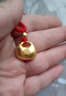 中國黃金（CHINA GOLD）黃金吊墜男女款足金小胖福金坨坨平安金鎖項鏈婦女節禮物嬰兒滿(mǎn)月 【今/次日達】胖福金坨+金珠【黑繩】約0.5g 曬單實(shí)拍圖
