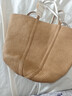 MUJI 紙編 托特包 挎包 女包 包包 輕便 手提包編織包通勤 淺棕色 兩用 上口51×下底16.5×高30cm 曬單實(shí)拍圖