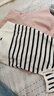 百圖betu女裝春夏新款毛針織衫條紋大U領(lǐng)背心吊帶針織衫女2302T06 黑白條 M 曬單實(shí)拍圖