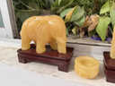 天然玉石米黃玉吸水風(fēng)水大象擺件一對擺設石雕石頭小象飾品招財 長(cháng)15cm一個(gè) 曬單實(shí)拍圖