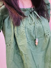 謎秀法式綠色方領(lǐng)鏤空刺繡短袖襯衫2026夏季新款設計感小眾上衣女 綠色  上衣 S 曬單實(shí)拍圖