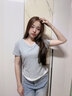 柯蘭娜假兩件拼接設計感小眾短袖T恤女夏裝修身韓版短款半袖上衣2026 淺灰色 L 【建議106-120斤】 曬單實(shí)拍圖
