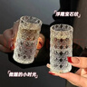 輕奢小酒杯浮雕加厚玻璃杯家用白酒杯奢華燒酒杯韓式寶石紋烈酒杯 寶石小酒杯30ml   6只裝 曬單實(shí)拍圖