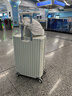 左汀行李箱鋁框拉桿箱加厚結實(shí)抗壓旅行箱登機箱大容量學(xué)生密碼箱皮箱 煙白色 26英寸 ，適合5-7天中長(cháng)途旅行 曬單實(shí)拍圖