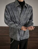 Shelley Jones老錢(qián)風(fēng)煙灰色長(cháng)袖襯衫男春秋高級感痞帥襯衣美式復古扎染漸變外套 煙灰色 XL [推薦120-140斤] 曬單實(shí)拍圖