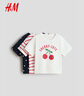 H&M2026春季新款童裝女?huà)肴b純棉T恤1320130 白色/Cherry cute 100 100/56(2-3Y) 曬單實(shí)拍圖