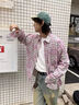 至濤長(cháng)袖襯衫日系港風(fēng)ins寬松襯衣男生漸變夏季潮流2026百搭休閑外套 粉色 XL 曬單實(shí)拍圖