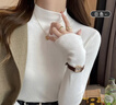 俞兆林針織打底衫女內搭半高領(lǐng)毛衣修身長(cháng)袖中領(lǐng)可外穿上衣秋冬白色 曬單實(shí)拍圖