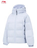 李寧保暖防潑水鴨絨短羽絨服女子秋冬季挺闊有型連帽運動(dòng)外套 霜藍色-2 L 曬單實(shí)拍圖