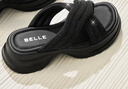 百麗（Belle）時(shí)尚水鉆面休閑拖鞋女厚底增高外穿拖鞋B2669BT5 黑色 36 (230mm) 曬單實(shí)拍圖