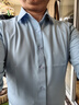 羅蒙長(cháng)袖襯衫男士純色商務(wù)休閑職業(yè)正裝工裝外套白襯衣男裝 藍色 39  曬單實(shí)拍圖