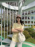 名創(chuàng  )優(yōu)品（MINISO）短袖t恤女2026新款初夏穿搭小個(gè)子打底衫寬松純棉黃色正肩上衣服 曬單實(shí)拍圖
