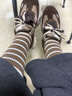 都市麗人5雙襪子女中筒襪秋冬季條紋純棉長(cháng)筒襪黑白冬天配鯊魚(yú)褲女士長(cháng)襪 曬單實(shí)拍圖