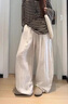 棠暖白色闊腿褲女2026新款夏季薄款亞麻垂墜感老錢(qián)風(fēng)梧桐彎刀山本褲子 白色常規款 （推薦身高155-165CM） S  建議（90-105斤）選 曬單實(shí)拍圖