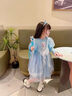 G.duck小黃鴨愛(ài)莎公主裙女童連衣裙秋裝2025新款兒童艾莎裙子女寶寶紗裙 藍色 110 建議4~5歲【100-110cm】cm 曬單實(shí)拍圖