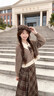 歐迪惠（Oudihui）春季連衣裙女裝2026年新款學(xué)院風(fēng)針織毛衣小香風(fēng)韓劇穿搭套裝裙子 奶咖色上衣+咖色格子裙 M 曬單實(shí)拍圖