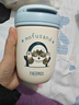 THERMOS膳魔師不銹鋼保溫杯316L雙飲吸管咖啡杯水杯提繩便攜拎拎杯TCMX 貓福珊迪丨藍白(SAME) 曬單實(shí)拍圖