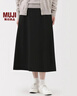 MUJI 女式橫豎彈力起毛寬擺裙長(cháng)半身裙裙子女裝 25年冬季 BE1XXC5A 黑色 M (160/66A) 曬單實(shí)拍圖