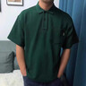 倉石一樹(shù)潮牌美式休閑高級感短袖polo衫男士夏季寬松百搭翻領(lǐng)T恤 墨綠色 XL 曬單實(shí)拍圖