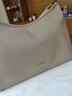 百麗女包慵懶半月hobo送禮鉆石紋牛皮托特包X7199BX5 灰色 曬單實(shí)拍圖