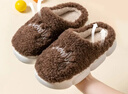 京東京造【泰迪絨兒童】拖鞋女童冬季保暖毛絨居家軟彈棉拖鞋泰迪棕33-34 曬單實(shí)拍圖