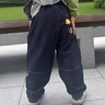 M.Latin馬拉丁童裝25春裝新款男童小童小熊狗印花復古直筒鎖色牛仔長(cháng)褲 牛仔深藍 120 曬單實(shí)拍圖