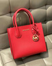MICHAEL KORSMK Mercer經(jīng)典Logo荔枝紋牛皮手提單肩斜挎包 送女友節日送禮 紅色35S1GM9M2L-FLAME(本命年紅） 曬單實(shí)拍圖