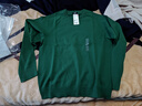 優(yōu)衣庫男裝女裝棉混紡圓領(lǐng)針織衫/長(cháng)袖毛衣毛衫484852 54 綠色 M 曬單實(shí)拍圖