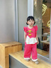 G.duck小黃鴨童裝女童夏裝套裝兒童服裝小童花邊兩件套女寶寶夏天衣服薄 火龍果色 100 cm 曬單實(shí)拍圖