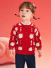 巴拉巴拉童裝寶寶毛衣女童毛衫針織衫撞色提花嬰兒開(kāi)衫萌趣 紅白色調00461 100 曬單實(shí)拍圖
