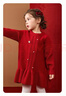 ASK JUNIOR兒童裙子女童新年裝秋冬裝小童毛衣連衣裙公主裙拜年服 紅色 100 曬單實(shí)拍圖