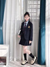 G.duck女童學(xué)院jk套裝春秋中大童英倫制服西服外套領(lǐng)帶襯衫百褶裙三件套 西裝三件套 110 (建議身高100cm 4-5歲)cm 曬單實(shí)拍圖