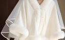COSMICKISS披肩女外搭氣質(zhì)2025年新款秋冬斗篷高級感新娘結婚毛披肩加厚保暖 米白色-均碼 曬單實(shí)拍圖