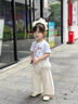 班喜迪女童褲子夏裝薄款2026新款洋氣寶寶休閑九分褲夏季兒童直筒闊腿褲 米色 90 曬單實(shí)拍圖