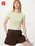 優(yōu)衣庫女裝羅紋圓領(lǐng)短T恤/短袖26春夏新款484457 50 淺綠色 M 曬單實(shí)拍圖