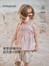 babylove【清倉】女寶寶吊帶背心夏季純棉紗布無(wú)袖t恤嬰幼兒甜美花邊上衣 豆蔻青 100 曬單實(shí)拍圖